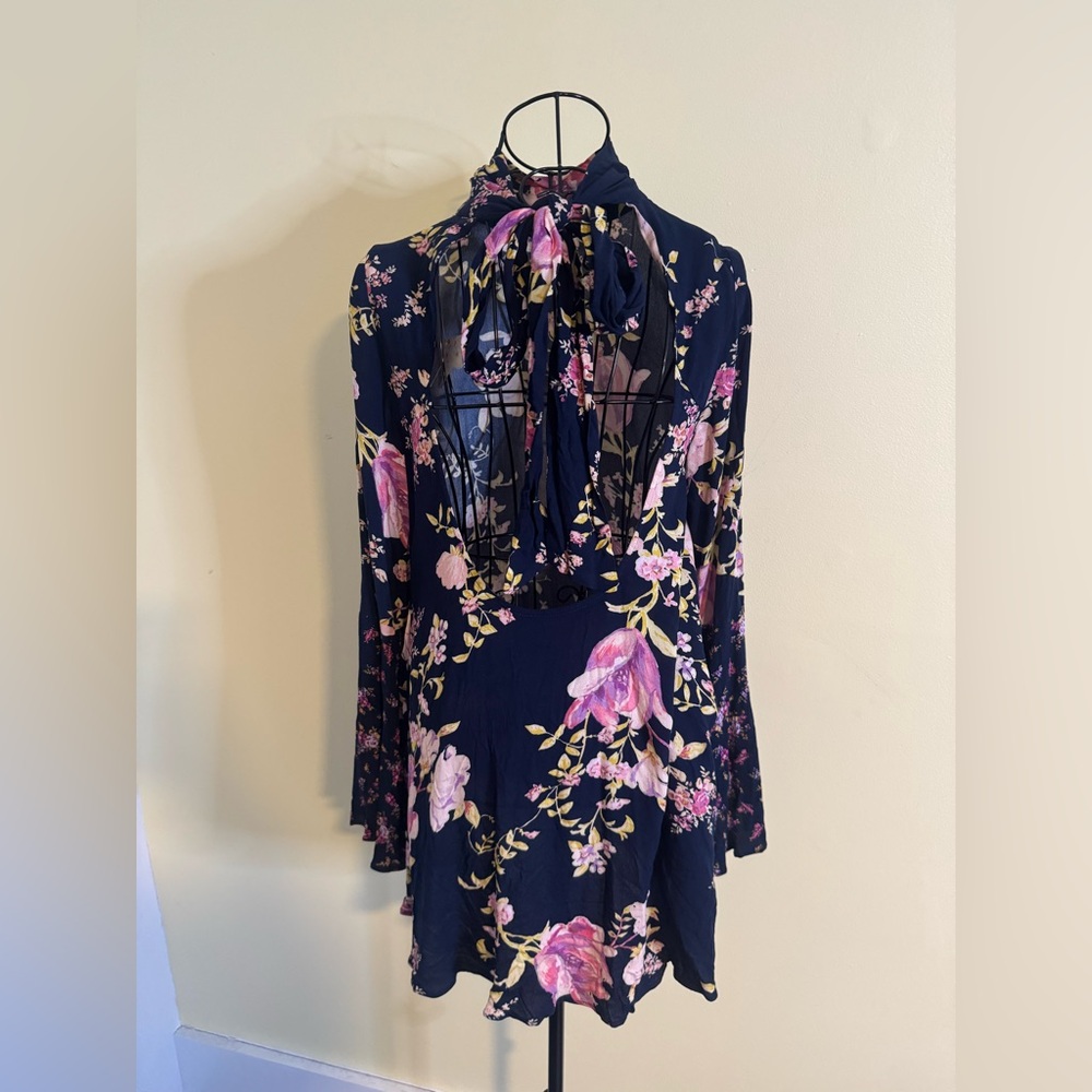 NWT Free People Tate Floral Midnight Combo Tunic Dress Size XS - Picture 7 of 8